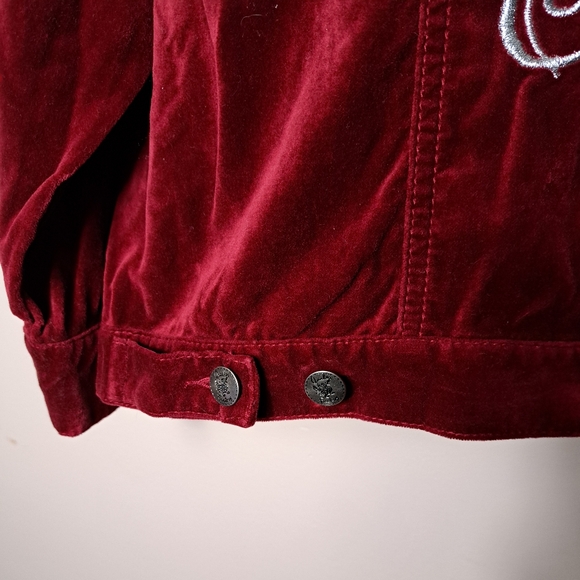 Quacker Factory - Red Velvet Snowman Jacket - Size 2X - Winter Snow Flakes - Picture 5 of 14